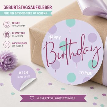 Preview: 24 Geschenkaufkleber Geburtstag Flieder